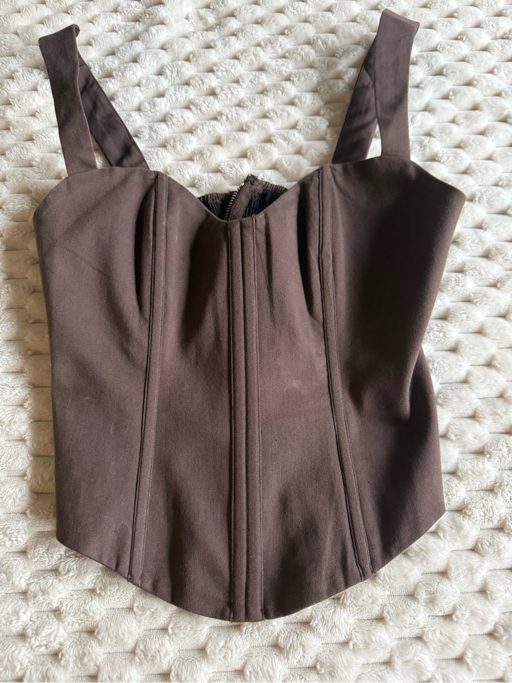 By DYLN Structured Brown Bustier Top with Wide Straps